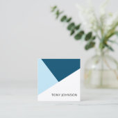 Moderne Elegant Blue White Geometric Consultant Vierkante Visitekaartje (Staand voorkant)