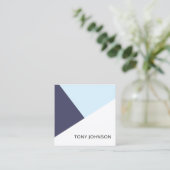Moderne Elegant Blue White Geometric Consultant Vierkante Visitekaartje (Staand voorkant)
