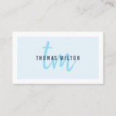 Moderne Elegant Blue White Monogram Consultant Visitekaartje (Voorkant)