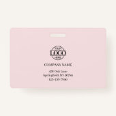 Moderne Elegant Blush Pink Bedrijfsmedewerker Foto Badge (Achterkant)