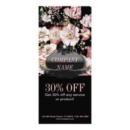 Moderne  Elegant boheems zwart floron Reclamekaart