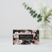 Moderne  Elegant boheems zwart floron Visitekaartje (Staand voorkant)