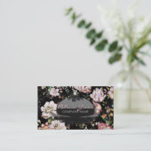 Moderne  Elegant boheems zwart floron Visitekaartje (Staand voorkant)