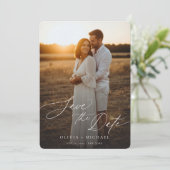 Moderne Elegant Boho Foto QR Code Bewaar de datum Kaart (Staand voorkant)