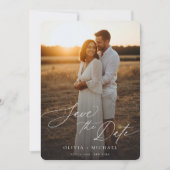 Moderne Elegant Boho Foto QR Code Bewaar de datum Kaart (Voorkant)