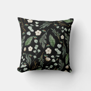 Moderne Elegant botanische eucalyptus Black Kussen