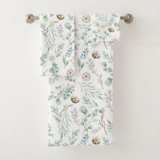 Moderne Elegant Botanische Eucalyptuskeukenset Bad Handdoek