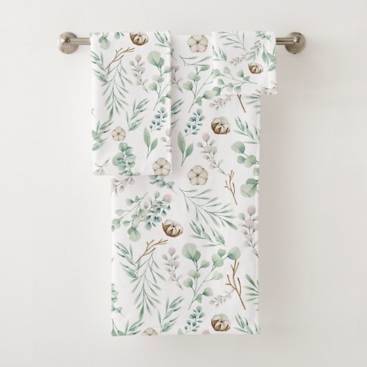 Moderne Elegant Botanische Eucalyptuskeukenset Bad Handdoek (Insitu)