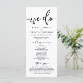 Moderne elegant, bruiloft ceremonie programmakaart (Staand voorkant)