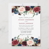 Moderne Elegant Burgundy Waterverf Floral Wedding Kaart (Voorkant)