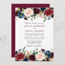 Moderne Elegant Burgundy Waterverf Floral Wedding