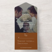 Moderne Elegant Burnt Oranje Rust Photo No Dinner All In One Uitnodiging (Binnen)