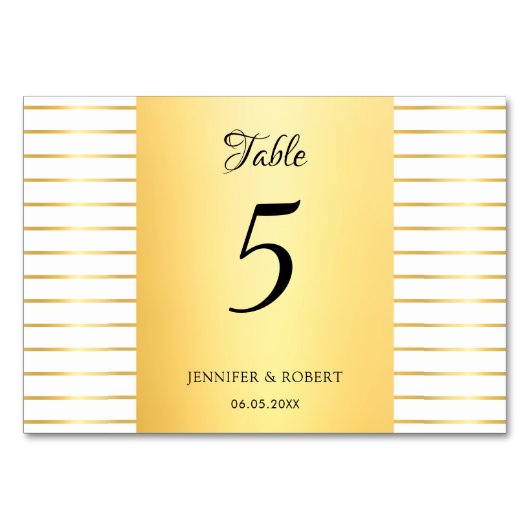 Moderne Elegant Calligraded Script Gold Striped Kaart (Achterkant)