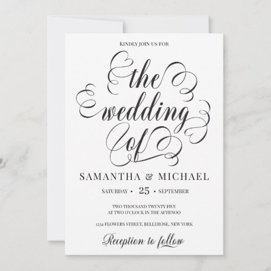 Moderne elegant calligrafie scriptlettertype bruil kaart (Voorkant)