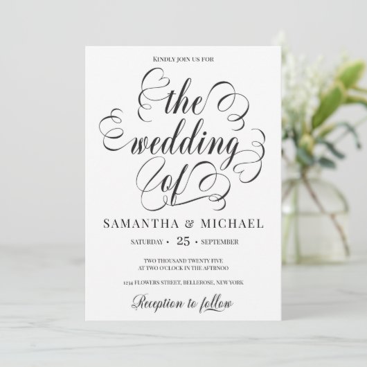 Moderne elegant calligrafie scriptlettertype bruil kaart (Staand voorkant)