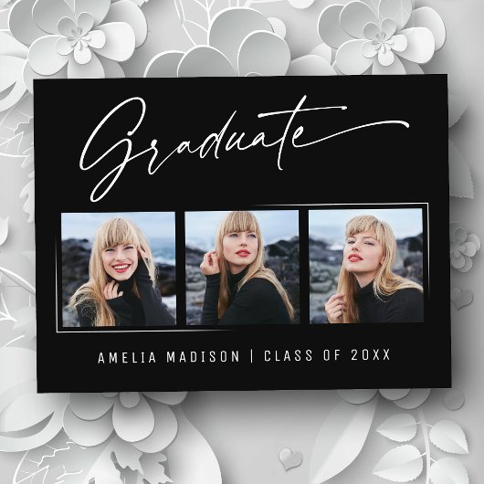 Moderne Elegant Calligraphy Ink Script 3 Foto Briefkaart