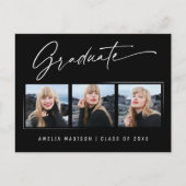 Moderne Elegant Calligraphy Ink Script 3 Foto Briefkaart (Voorkant)