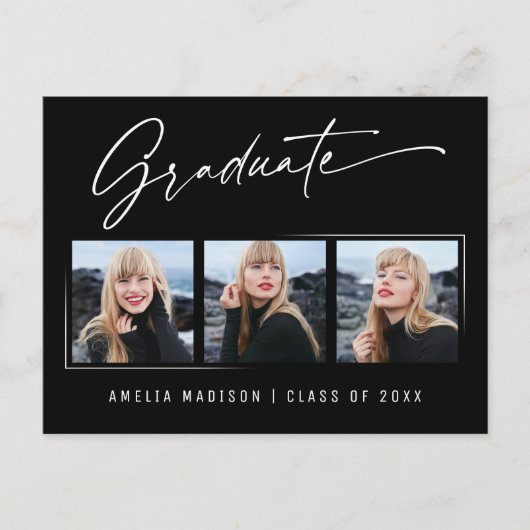 Moderne Elegant Calligraphy Ink Script 3 Foto Briefkaart (Voorkant)