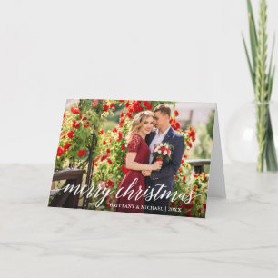 Moderne Elegant Calligraphy Script Couple Fold Feestdagen Kaart