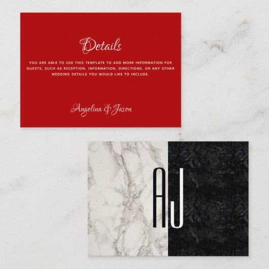 Moderne Elegant Calligraphy Wedding Enclosure Kaar Informatiekaartje (Voorkant / Achterkant)