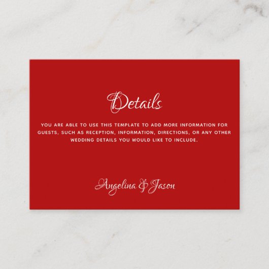 Moderne Elegant Calligraphy Wedding Enclosure Kaar Informatiekaartje (Voorkant)