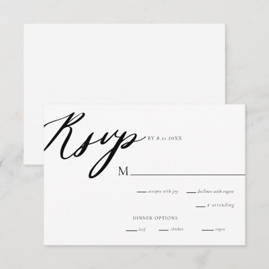 Moderne Elegant Calligraphy Wedding RSVP Kaart (Voorkant / Achterkant)