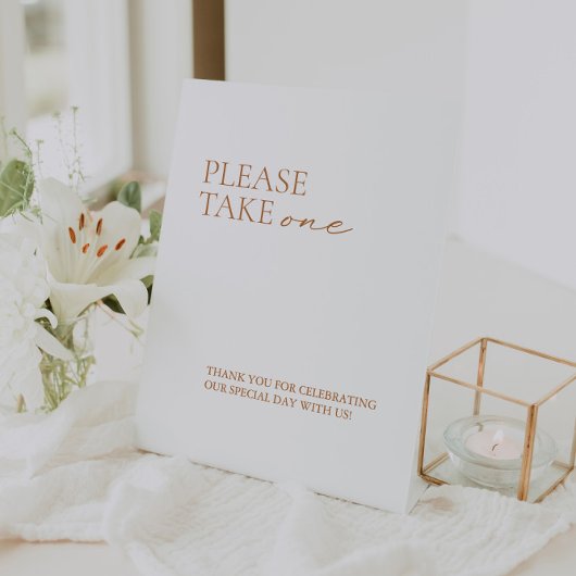 Moderne Elegant Calligraphy White Favors Reclamebord Met Voetstuk