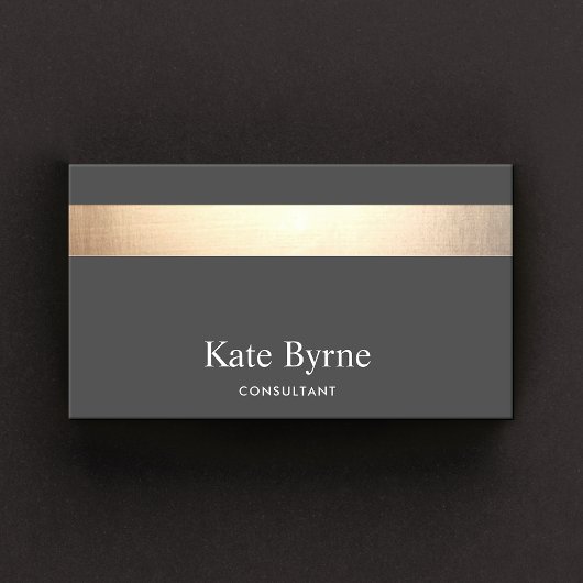 Moderne Elegant Charcoal Grey Gold Stripe Visitekaartje