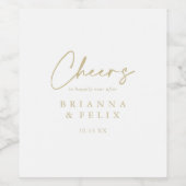 Moderne Elegant Cheers Gold Wedding Wine Labels Wijn Etiket (Enkel label)