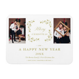 Moderne Elegant Chic Kerstmis 2 Foto's familie Magneet
