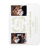 Moderne Elegant Chic Kerstmis 2 Foto's familie Magneet (Verticaal)