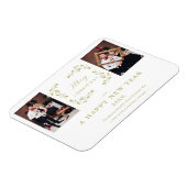 Moderne Elegant Chic Kerstmis 2 Foto's familie Magneet (Linkerzijde)