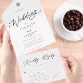 Moderne Elegant Chic Simple QR Code Weddenschap RS All In One Uitnodiging