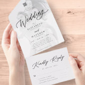 Moderne Elegant Chic Simple QR Code Weduwfoto All In One Uitnodiging