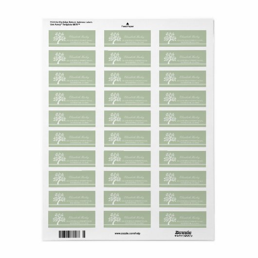 Moderne Elegant Classy Tree Address Label Sjablone (Full Sheet)