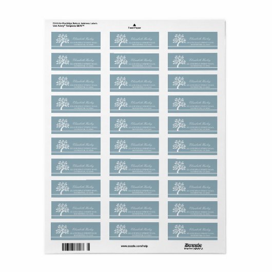 Moderne Elegant Classy Tree Address Label Sjablone (Full Sheet)