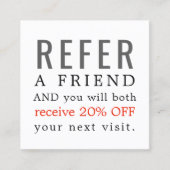 Moderne Elegant Clean Beauty Salon Referral-Kaart Aanbevelingskaartje (Voorkant)