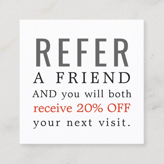 Moderne Elegant Clean Beauty Salon Referral-Kaart Aanbevelingskaartje (Voorkant)