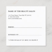 Moderne Elegant Clean Beauty Salon Referral-Kaart Aanbevelingskaartje (Achterkant)