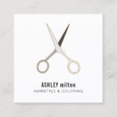Moderne Elegant Clean Scissors Hair Stylist Vierkante Visitekaartje (Voorkant)