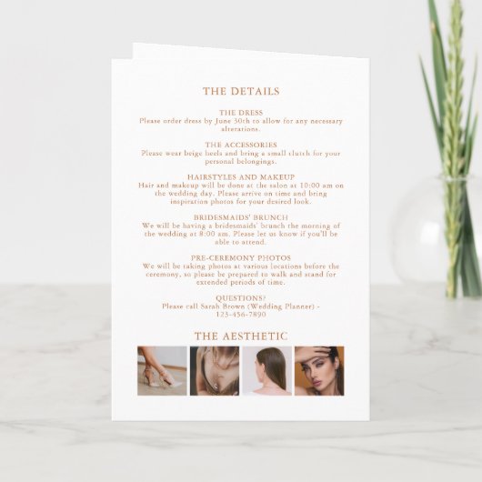 Moderne Elegant Colour Palette Bridesmaid Info Kaa (Achterkant)