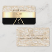 Moderne Elegant Cool Marble Black, Gold, Scissors Visitekaartje (Voorkant / Achterkant)