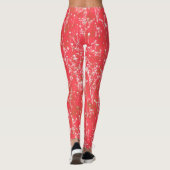 Moderne Elegant Coral Red Wildflower Leggings (Achterkant)