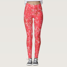 Moderne Elegant Coral Red Wildflower Leggings