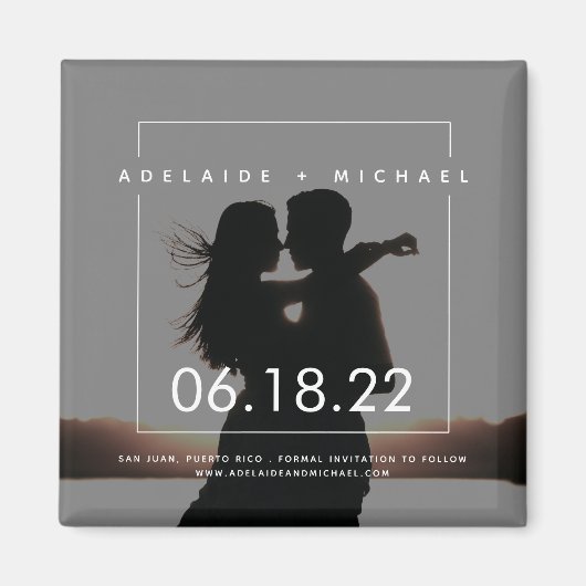Moderne Elegant Couple Photo Save the Date Magneet (Voorkant)