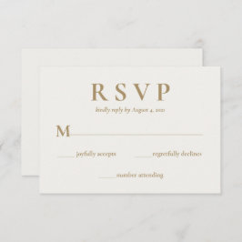 Moderne Elegant Cream Gold Wedding RSVP-Kaart RSVP Kaartje