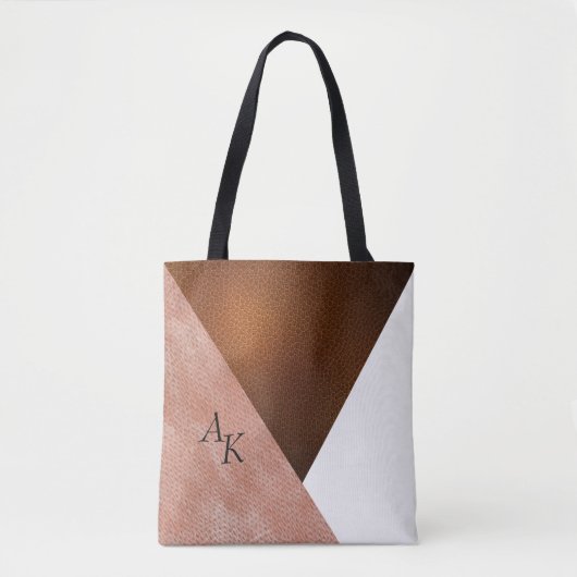 Moderne Elegant Cream Leather Initialen gepersonal Tote Bag (Voorkant)