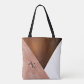 Moderne Elegant Cream Leather Initialen gepersonal Tote Bag (Achterkant)