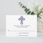 Moderne Elegant Cross First Community RSVP-kaart RSVP Kaartje (Staand voorkant)