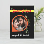 Moderne Elegant Custom foto Naam Flat uitnodiging (Staand voorkant)